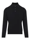 Brunello Cucinelli Grey Long Sleeves Wool Polo In Black