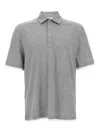Brunello Cucinelli Silk Polo Sweater With Two-tone Double Layer Detail In Gray
