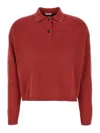 Brunello Cucinelli Ribbed Cotton Knit Polo Shirt In Red
