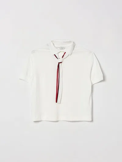 Brunello Cucinelli Kids'  Boy's Short-sleeved Cotton Polo Shirt With Concealed Placket In White