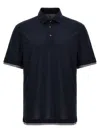 Brunello Cucinelli Short Sleeves Polo Collar Ribbed Cuffs In Blue