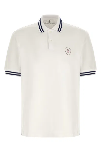 Brunello Cucinelli Polo Shirt Crest Short Sleeve Design In White