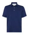 Brunello Cucinelli Double-layer Cotton Polo Shirt In Blue