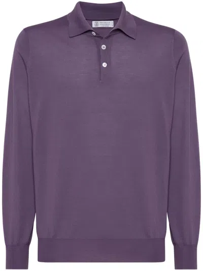 Brunello Cucinelli Polo-collar Cotton Polo Shirt In Purple