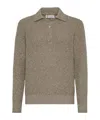 Brunello Cucinelli Virgin Wool-cashmere Flecked Polo Sweater In Gray