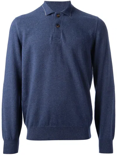 Brunello Cucinelli Polo Collar Shirt In Blue