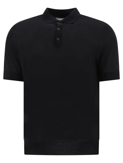 Brunello Cucinelli Polo In Misto Cotone E Lino Polo Shirts Black