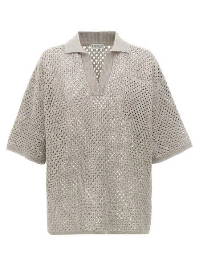 Brunello Cucinelli Button Down T-shirt For Women In Lime