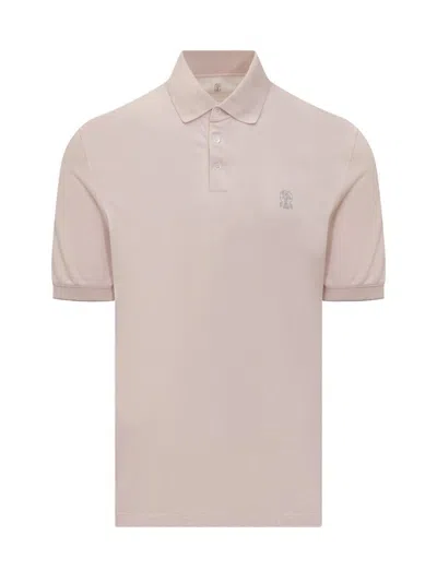 Brunello Cucinelli Polo M/c In Pink