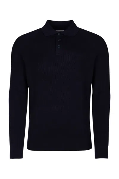 Brunello Cucinelli English Rib Polo Shirt In Blue