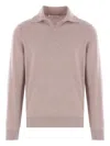Brunello Cucinelli Polo-neck Cashmere Sweater In Pink