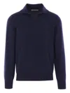 Brunello Cucinelli Polo-neck Cashmere Sweater In Blue