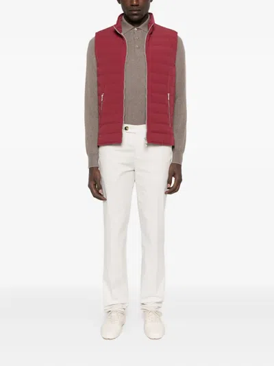 Brunello Cucinelli Polo-neck Cashmere Sweater In Brown