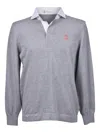 Brunello Cucinelli Polo-neck Cotton Sweater In Gray