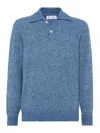 Brunello Cucinelli Alpeca-blend Flecked Polo Sweater In Blue