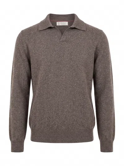 Brunello Cucinelli Polo Neck Sweater In Multi
