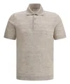 Brunello Cucinelli Linen Blend Polo Shirt With Traditional Collar In Neutral