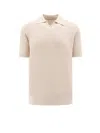 Brunello Cucinelli Short Sleeve Polo Shirt In Beige