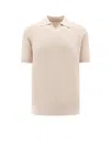 Brunello Cucinelli Short Sleeve Polo Shirt In Beige