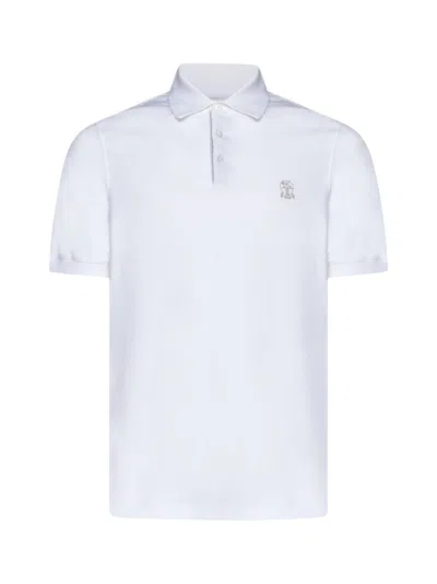 Brunello Cucinelli Polo Shirt In Bianco Ottico Tp