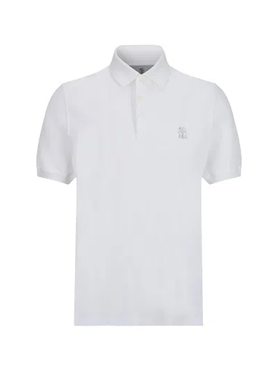 Brunello Cucinelli Polo Shirt In Bianco Ottico Tp