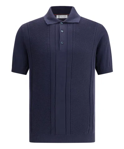 Brunello Cucinelli Knitted Polo Shirt In Black