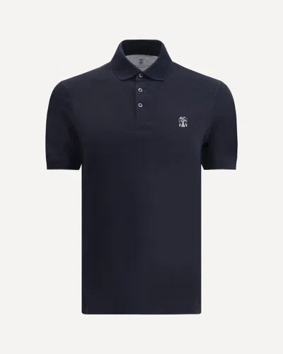 Brunello Cucinelli Cotton Polo Shirt In Blue
