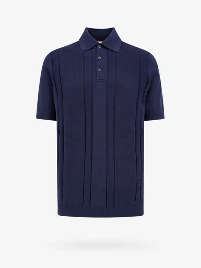 Brunello Cucinelli Panelled Cotton Polo Shirt In Blue
