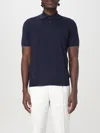 Brunello Cucinelli Blue Polo Shirt In Cotton Short-sleeves With Bottons In Blue