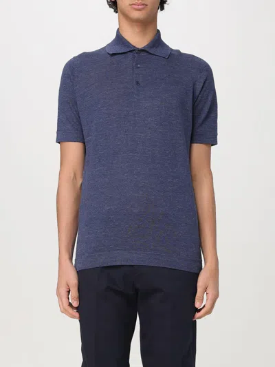 Brunello Cucinelli Cotton-linen Polo Shirt In Blue