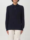 Brunello Cucinelli Ribbed Blue Polo Shirt In Cotton Long-sleeves In Blau