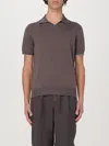 Brunello Cucinelli Polo Shirt With Lapel Short Sleeve In Coffee