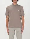 Brunello Cucinelli Cotton Polo In Grey With Logo In Dove Grey
