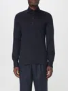 Brunello Cucinelli Long-sleeved Cotton Polo Shirt In Blue