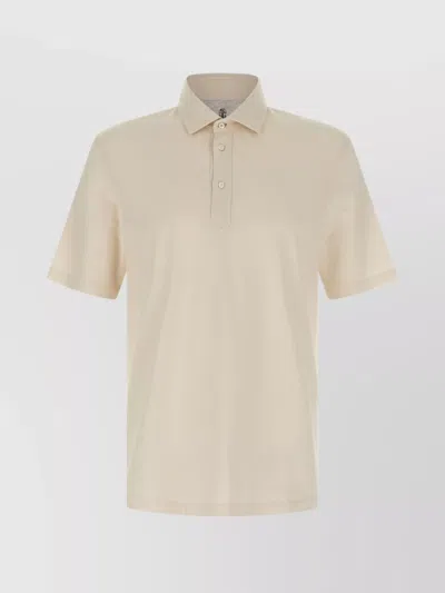 Brunello Cucinelli Classic Cotton Jersey Polo Shirt In Neutral