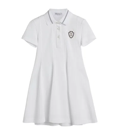 Brunello Cucinelli Kids' Polo Shirt Dress In White