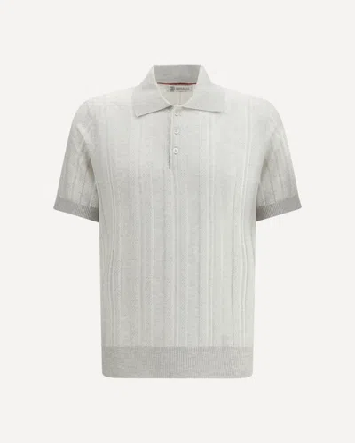 Brunello Cucinelli Button-fastening Short-sleeve Polo Shirt In Gray