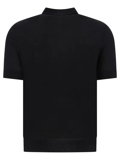 Brunello Cucinelli Polo Shirt In Cotton And Linen Blend In Black