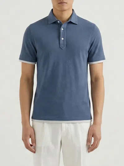 Brunello Cucinelli Polo Shirt Men In Blue