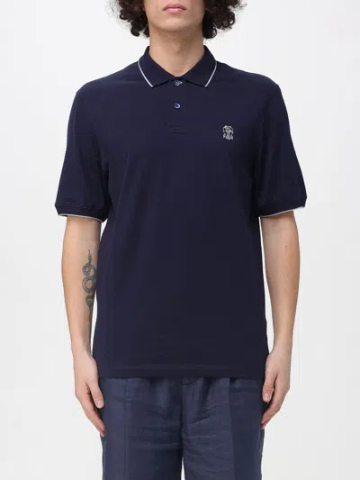 Brunello Cucinelli Polo Shirt Men  In Blue