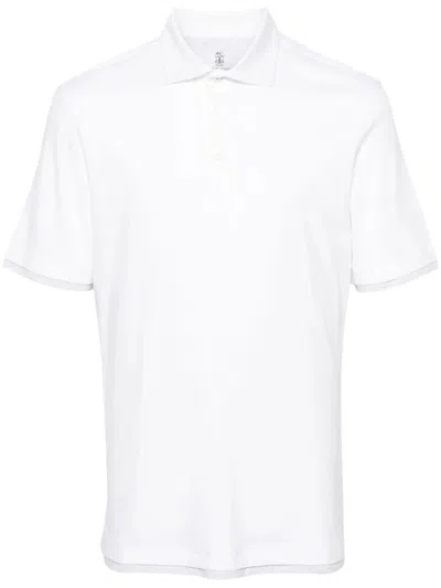 Brunello Cucinelli Men Classic Polo T-shirt In Blanc