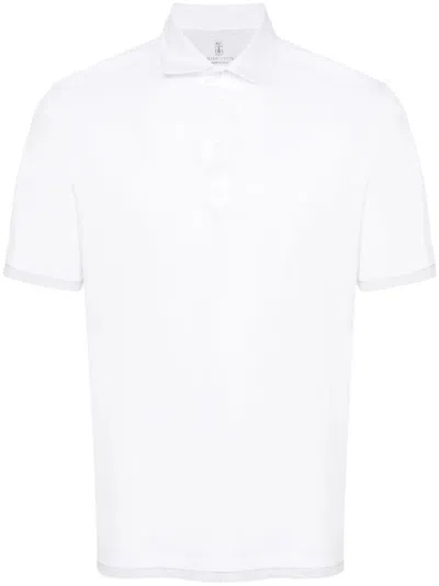 Brunello Cucinelli Shirt With Polo Collar And Short Sleeves In White