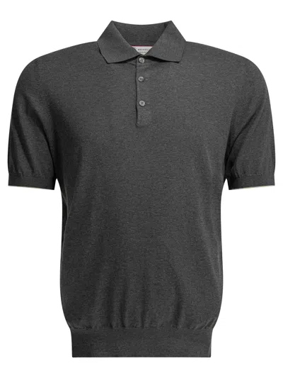 Brunello Cucinelli Polo Shirt With Buttons In Gray