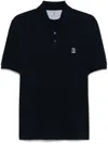 Brunello Cucinelli Midnight Polo Shirt With Buttoned Placket In Blue