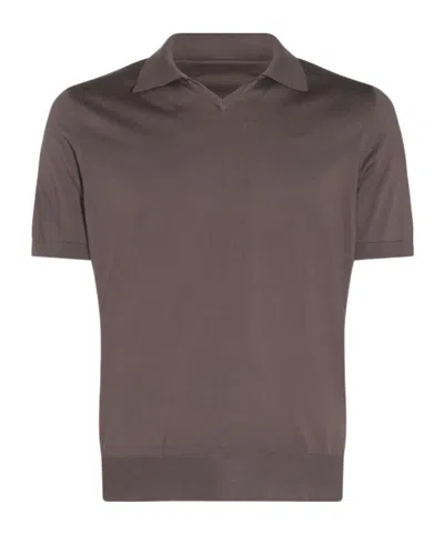 Brunello Cucinelli Polo Shirt With Lapel Short Sleeve In Black