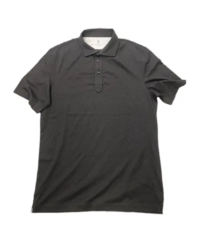 Brunello Cucinelli Polo Shirt With Lapel Short Sleeve In Black