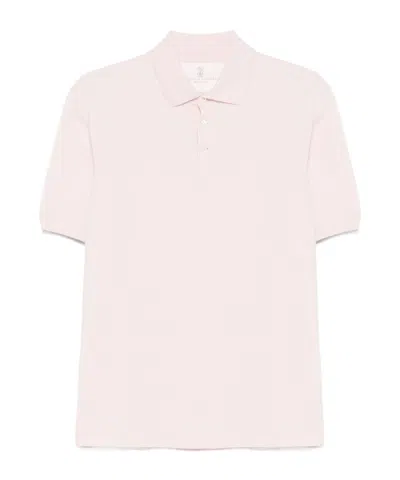 Brunello Cucinelli Polo Shirt With Lapel Short Sleeve In Pink