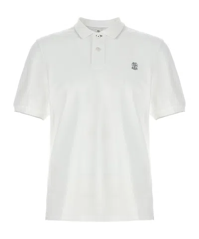Brunello Cucinelli Polo Shirt With Lapel Short Sleeve In White