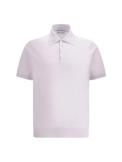 Brunello Cucinelli Men's Cotton Short-sleeve Polo Sweater In Purple