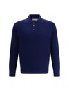Brunello Cucinelli Long-sleeve Cashmere Polo Shirt In Blue